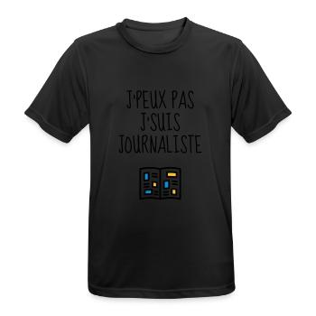 journaliste / journalisme / journal / reporter - T-shirt respirant Homme - noir - Devant - AI Model Male 178 light (178cm)