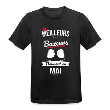 Les meilleurs boxeurs naissent en Mai - T-shirt respirant Homme - noir - Devant - AI Model Male 178 light (178cm)