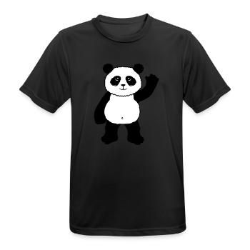 Aufrecht Stehender Panda Bär Winkt Freundlich - Männer T-Shirt atmungsaktiv - Schwarz - Vorne - AI Model Male 178 light (178cm)