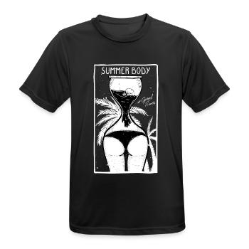 Sommerfigur - Sanduhr läuft - Zeit tickt - Männer T-Shirt atmungsaktiv - Schwarz - Vorne - AI Model Male 178 light (178cm)