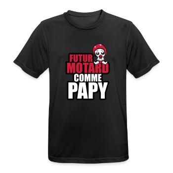 futur motard comme papy - T-shirt respirant Homme - noir - Devant - AI Model Male 178 light (178cm)