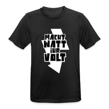 Macht Watt ihr Volt! (Geschenk) - Männer T-Shirt atmungsaktiv - Schwarz - Vorne - AI Model Male 178 light (178cm)