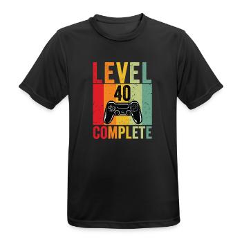 40e anniversaire 40 ans 1981 Gaming Level Complete - T-shirt respirant Homme - noir - Devant - AI Model Male 178 light (178cm)
