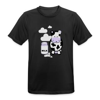 kuh milk - T-shirt respirant Homme - noir - Devant - AI Model Male 178 light (178cm)