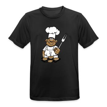 barbecue cuire cuisine barbecue - T-shirt respirant Homme - noir - Devant - AI Model Male 178 light (178cm)