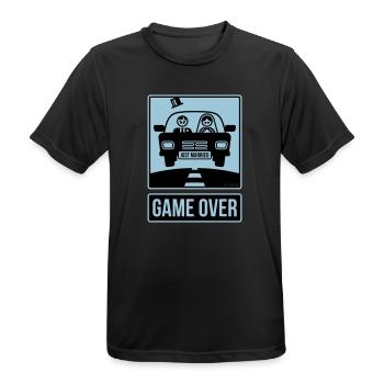 Just Married – Game Over (2C) - Männer T-Shirt atmungsaktiv - Schwarz - Vorne - AI Model Male 178 light (178cm)