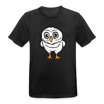 hibou oiseau aigle hibou hibou nuit oiseau effraie des granges chouette bande dessinée - T-shirt respirant Homme - noir - Devant - AI Model Male 178 light (178cm)