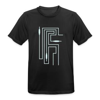 TON TRON - Klinkestecker mit Kabel - Männer T-Shirt atmungsaktiv - Schwarz - Vorne - AI Model Male 178 light (178cm)