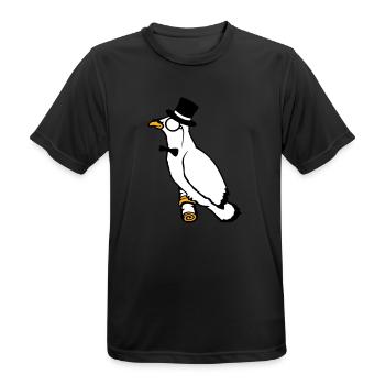 Sir Vogel Zylinder Hut Monokel Brille reicher Herr - Männer T-Shirt atmungsaktiv - Schwarz - Vorne - AI Model Male 178 light (178cm)