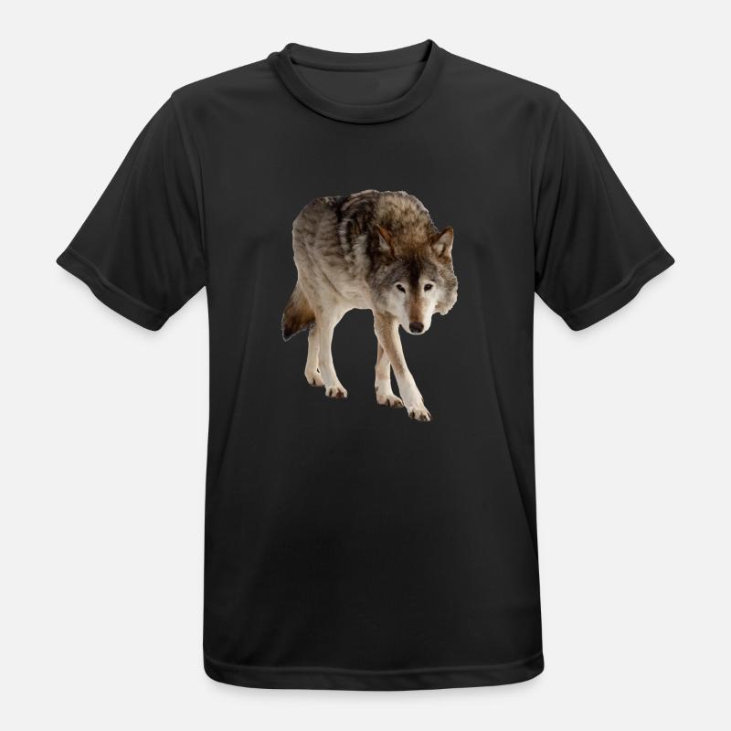 Wolf - Männer T-Shirt atmungsaktiv - Schwarz