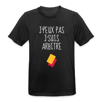Arbitre / Arbitrage / Sport / Sifflet - T-shirt respirant Homme - noir - Devant - AI Model Male 178 light (178cm)