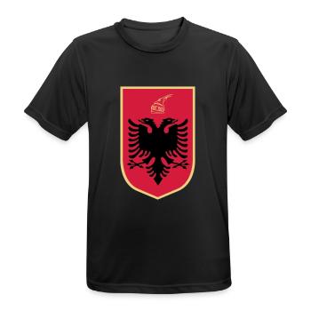 Coat_of_Arms_of_Albania - Männer T-Shirt atmungsaktiv - Schwarz - Vorne - AI Model Male 178 light (178cm)