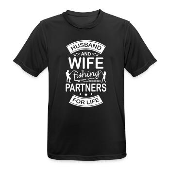 Husband And Wife Fishing Partners For Life - Men's Breathable T-Shirt - black - Front - AI Model Male 178 light (178cm)