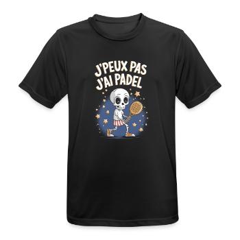 J'peux pas j'ai Padel - T-shirt respirant Homme - noir - Devant - AI Model Male 178 light (178cm)