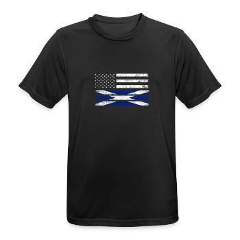 Scottish American Flag - United States Scotland Shirt - Men's Breathable T-Shirt - black - Front - AI Model Male 178 light (178cm)