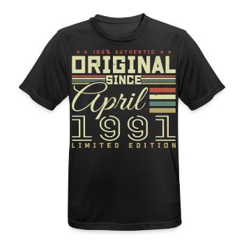 April 1991 Birthday April 1991 April 1991 - Men's Breathable T-Shirt - black - Front - AI Model Male 178 light (178cm)