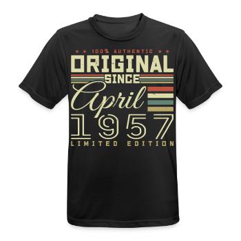 April 1957 Geburtstag April 1957 April 1957 - Männer T-Shirt atmungsaktiv - Schwarz - Vorne - AI Model Male 178 light (178cm)