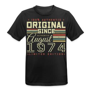 August 1974 Retro August 1974 August 1974 Anniversary - Men's Breathable T-Shirt - black - Front - AI Model Male 178 light (178cm)