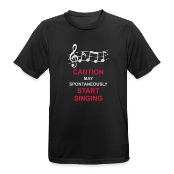 may spontaneously start singing - Men's Breathable T-Shirt - black - Front - AI Model Male 178 light (178cm)