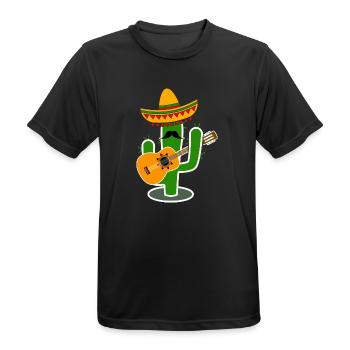 Cactus Sombrero Guitar - Männer T-Shirt atmungsaktiv - Schwarz - Vorne - AI Model Male 178 light (178cm)