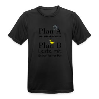 Plan A Weltherrschaft - Männer T-Shirt atmungsaktiv - Schwarz - Vorne - AI Model Male 178 light (178cm)
