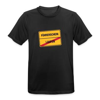 Laufen - Führerschein (dh) - Männer T-Shirt atmungsaktiv - Schwarz - Vorne - AI Model Male 178 light (178cm)