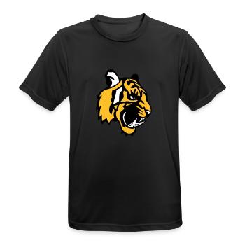 Tigergesicht Cartoon-Maskottchen 28 - Männer T-Shirt atmungsaktiv - Schwarz - Vorne - AI Model Male 178 light (178cm)