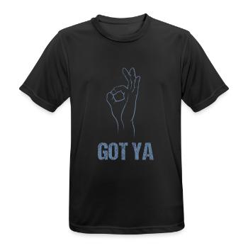Reingeguckt" Handspiel - Klassischer Got - Männer T-Shirt atmungsaktiv - Schwarz - Vorne - AI Model Male 178 light (178cm)