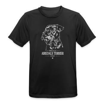 Proud Airedale Terrier Dad Dogs Dog Wilsigns - Men's Breathable T-Shirt - black - Front - AI Model Male 178 light (178cm)