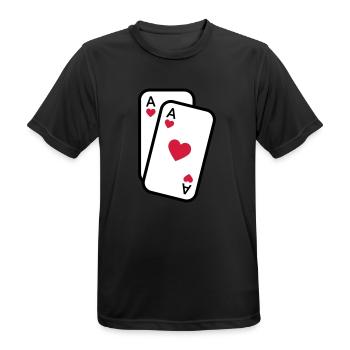 Cartes as de coeur cartes à jouer poker - T-shirt respirant Homme - noir - Devant - AI Model Male 178 light (178cm)