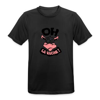 oh cow phrase citation exclamat - Men's Breathable T-Shirt - black - Front - AI Model Male 178 light (178cm)