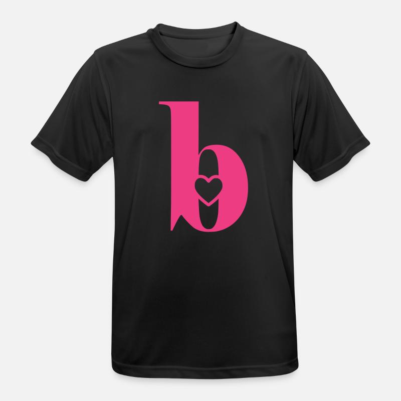 Buchstabe b Anfangsbuchstabe mit Herz - Männer T-Shirt atmungsaktiv - Schwarz