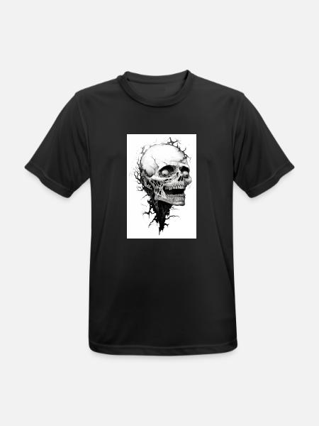 Gruesliger Skelettkopf - Männer T-Shirt atmungsaktiv - Schwarz