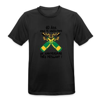40 ans bouteille petillant anniversaire - T-shirt respirant Homme - noir - Devant - AI Model Male 178 light (178cm)