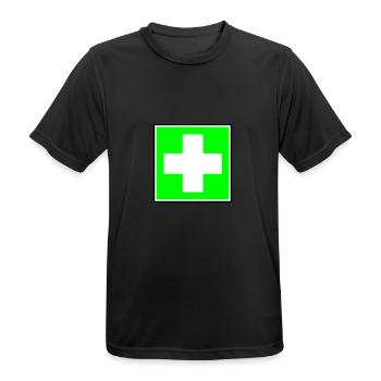 Première Croix de l'aide - T-shirt respirant Homme - noir - Devant - AI Model Male 178 light (178cm)