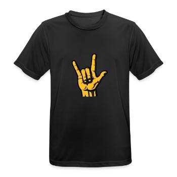 Devil Rock Hand - Pommesgabel (short) 2c - Männer T-Shirt atmungsaktiv - Schwarz - Vorne - AI Model Male 178 light (178cm)