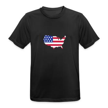 Stars and Stripes of USA, United States of America - T-shirt respirant Homme - noir - Devant - AI Model Male 178 light (178cm)
