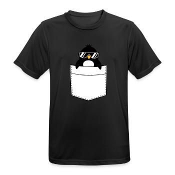 Penguin Shirt Chest Pocket - Men's Breathable T-Shirt - black - Front - AI Model Male 178 light (178cm)