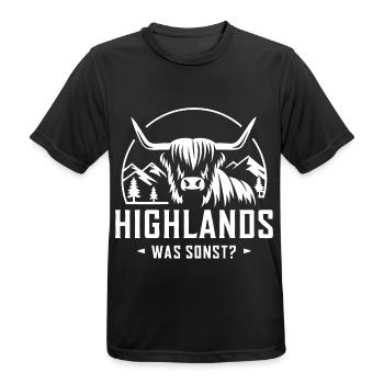 Highlands was sonst Schottisches Hochlandrind - Männer T-Shirt atmungsaktiv - Schwarz - Vorne - AI Model Male 178 light (178cm)