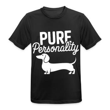 Dackel ist pure Persönlichkeit Dackelsilhouette - Männer T-Shirt atmungsaktiv - Schwarz - Vorne - AI Model Male 178 light (178cm)