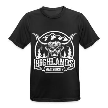 Highlands was sonst Schottisches Hochlandrind - Männer T-Shirt atmungsaktiv - Schwarz - Vorne - AI Model Male 178 light (178cm)