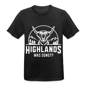 Highlands was sonst Schottisches Hochlandrind - Männer T-Shirt atmungsaktiv - Schwarz - Vorne - AI Model Male 178 light (178cm)