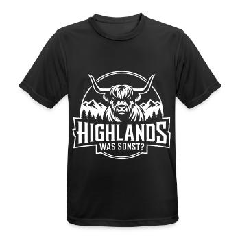 Highlands was sonst Schottisches Hochlandrind - Männer T-Shirt atmungsaktiv - Schwarz - Vorne - AI Model Male 178 light (178cm)