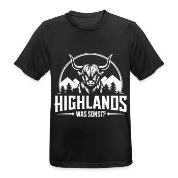 Highlands was sonst Schottisches Hochlandrind - Männer T-Shirt atmungsaktiv - Schwarz - Vorne - AI Model Male 178 light (178cm)