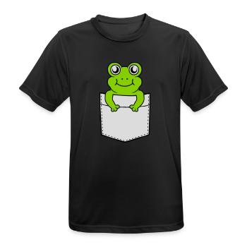 Breast pocket small sweet frog - Men's Breathable T-Shirt - black - Front - AI Model Male 178 light (178cm)