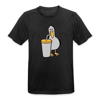 La mouette boit de la boisson au cola - T-shirt respirant Homme - noir - Devant - AI Model Male 178 light (178cm)