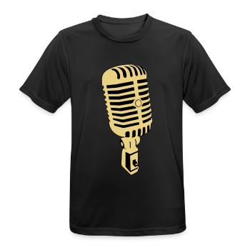 microphone - Men's Breathable T-Shirt - black - Front - AI Model Male 178 light (178cm)