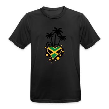 Palmen-Design (Jamaika-Herz) - Männer T-Shirt atmungsaktiv - Schwarz - Vorne - AI Model Male 178 light (178cm)