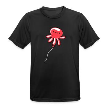 Pieuvre Ballon Volant Mignon Enfant Heureux Bande Dessinée - T-shirt respirant Homme - noir - Devant - AI Model Male 178 light (178cm)