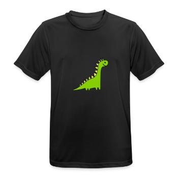 Dinosaur Long Neck - Motif Colors Customizable - Men's Breathable T-Shirt - black - Front - AI Model Male 178 light (178cm)